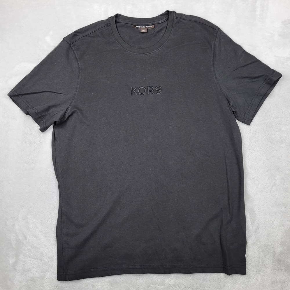 Michael Kors Shirt Men Large Crewneck Basic Cotton Minimalist MK Embroider Adult